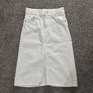 Zara White Denim midi Skirt- youth girls
